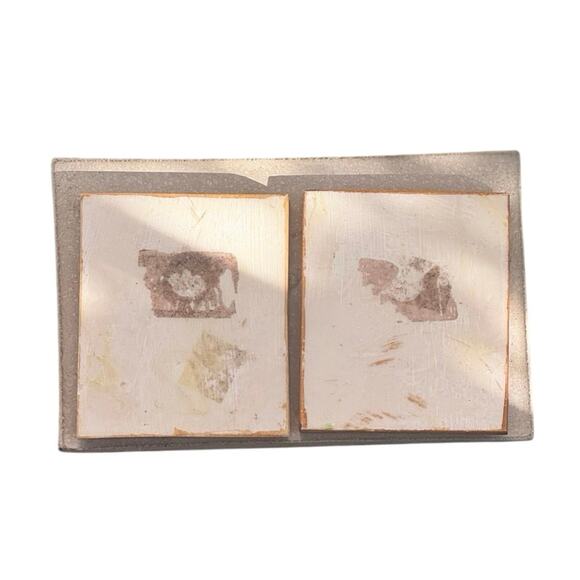 Handcrafted Floral Ceramic Tiles Pair 4x4 Vintage Botanical Cottagecore - Picture 3 of 3